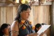 An Awajum woman leader welcomed the volunteers with a special ceremony before the distribution of nets and education.