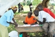Distribution centre in LEGU-ITULA, the team checks the identity of a recipient.