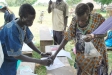 An inked fingerprint is the final step in receiving nets.