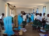 KISIWA SEC: Carefully the hanging strings are suspended from the walls and ceiling.