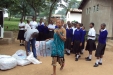 Munguri - Students line up to collect their new LLINs.