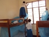 Mustapha Sabodo Sec. - A group of girls works on hanging the newly donated nets.