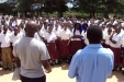 Kibakwe School: At Kibakwe School, the volunteers discuss the importance of malaria prevention with the pupils.