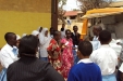Msalato Girls School: The pupils gather anticipating the unloading of the nets from the truck.