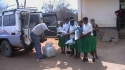 MATEKWE SEC. SCHOOL: One by one each student reaches out to receive their net.