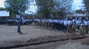 Nkowe Sec. School - Students gather to learn about malaria and the proper use of LLINs.