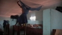 Kibutuka Sec : One student acrobatically attaches her net to the ceiling hooks!